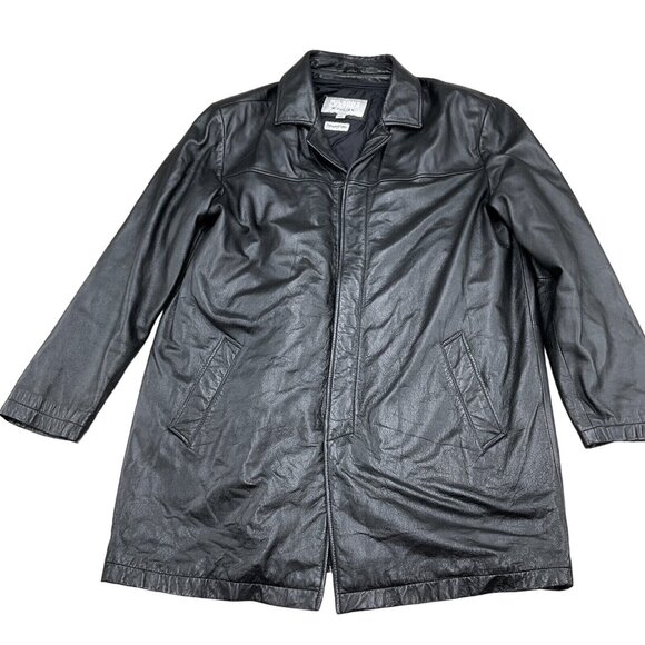 Wilsons M. Julian Jacket Men Large 48 Black Leather Zip Thinsulate Ultra 90s VTG - Picture 1 of 12